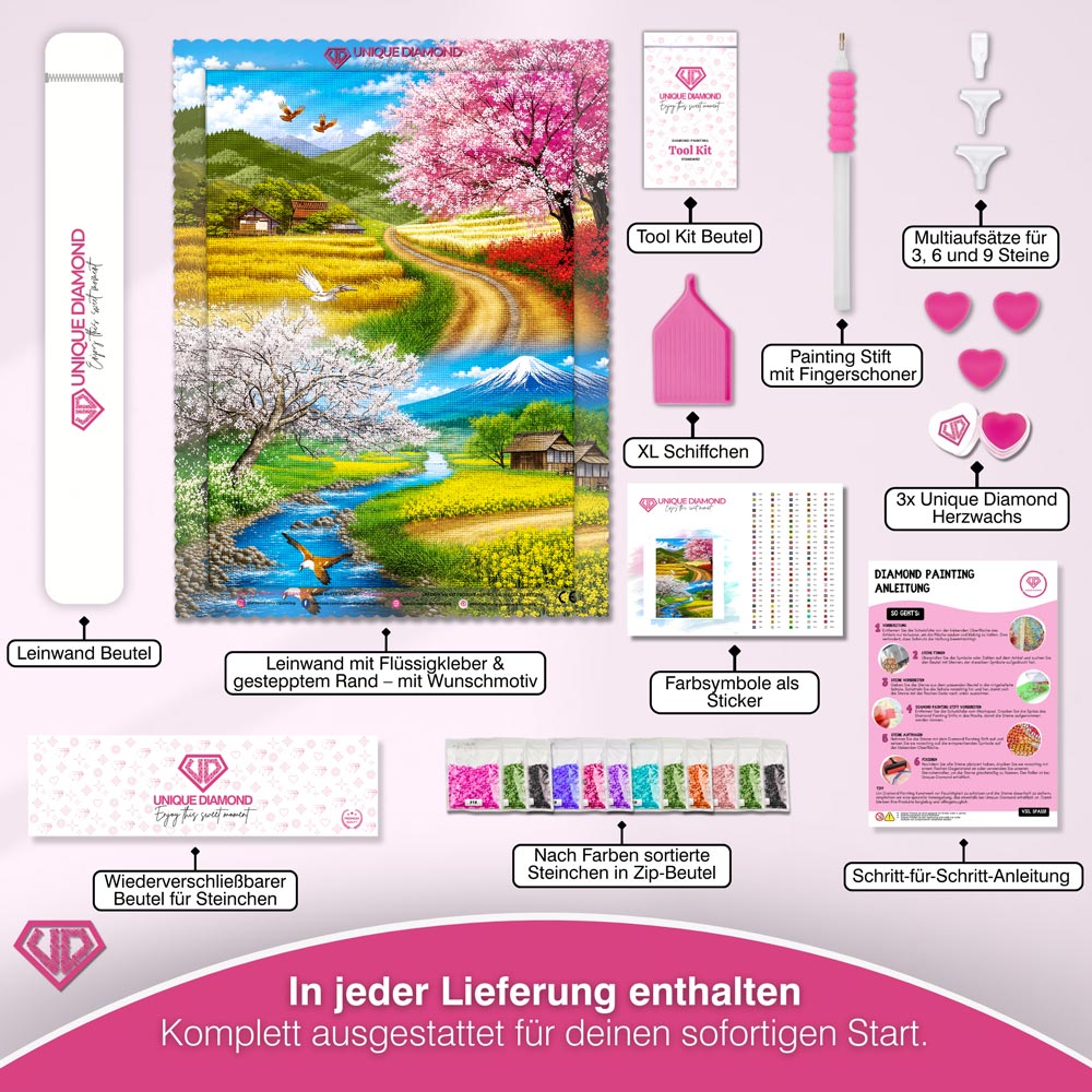 5D Diamond Painting – Frühlingspfade am Fuji
