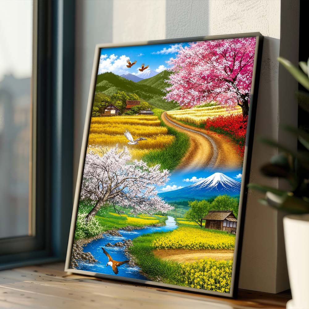 5D Diamond Painting – Frühlingspfade am Fuji