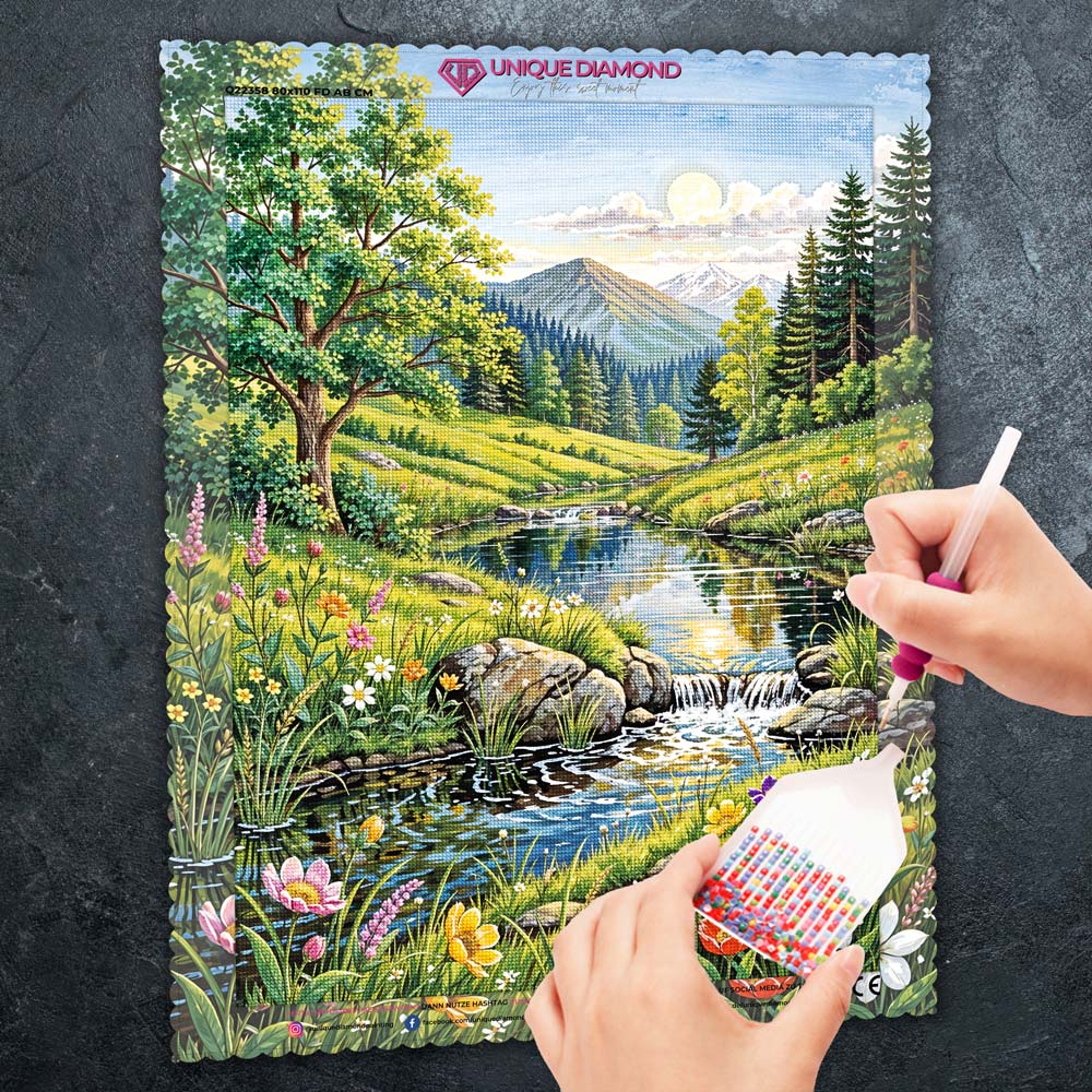 5D Diamond Painting – Frühlingszauber im Alpenland