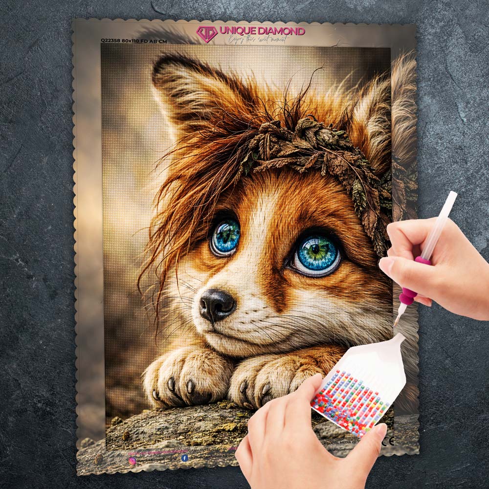 5D Diamond Painting – Fuchs Finley mit Waldkranz