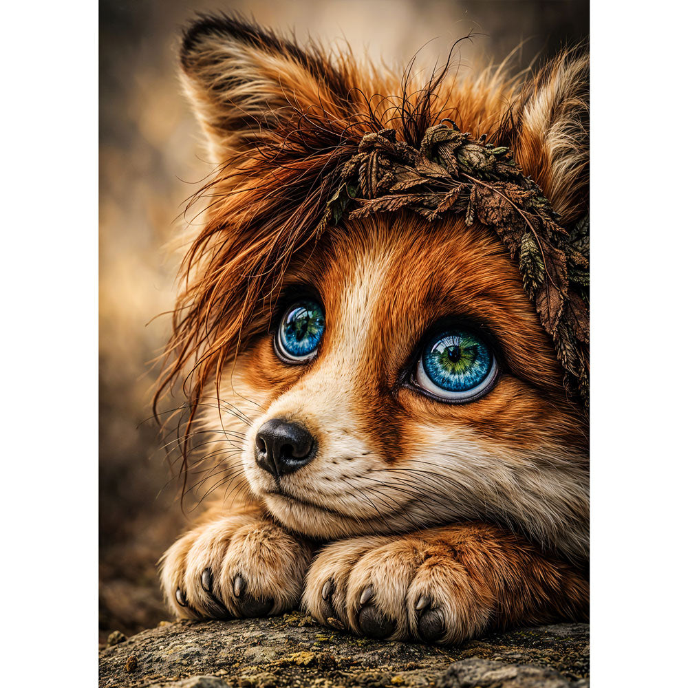 5D Diamond Painting – Fuchs Finley mit Waldkranz