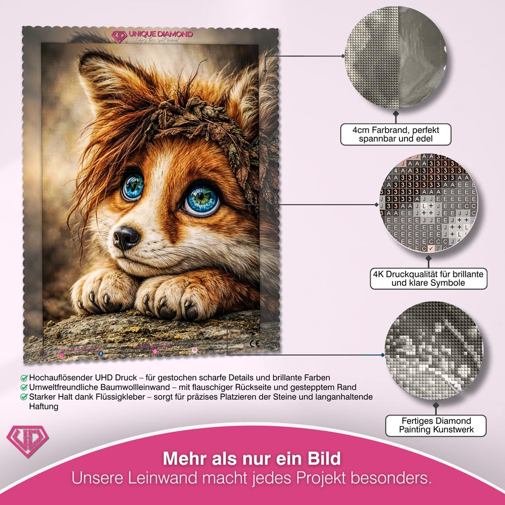 5D Diamond Painting – Fuchs Finley mit Waldkranz