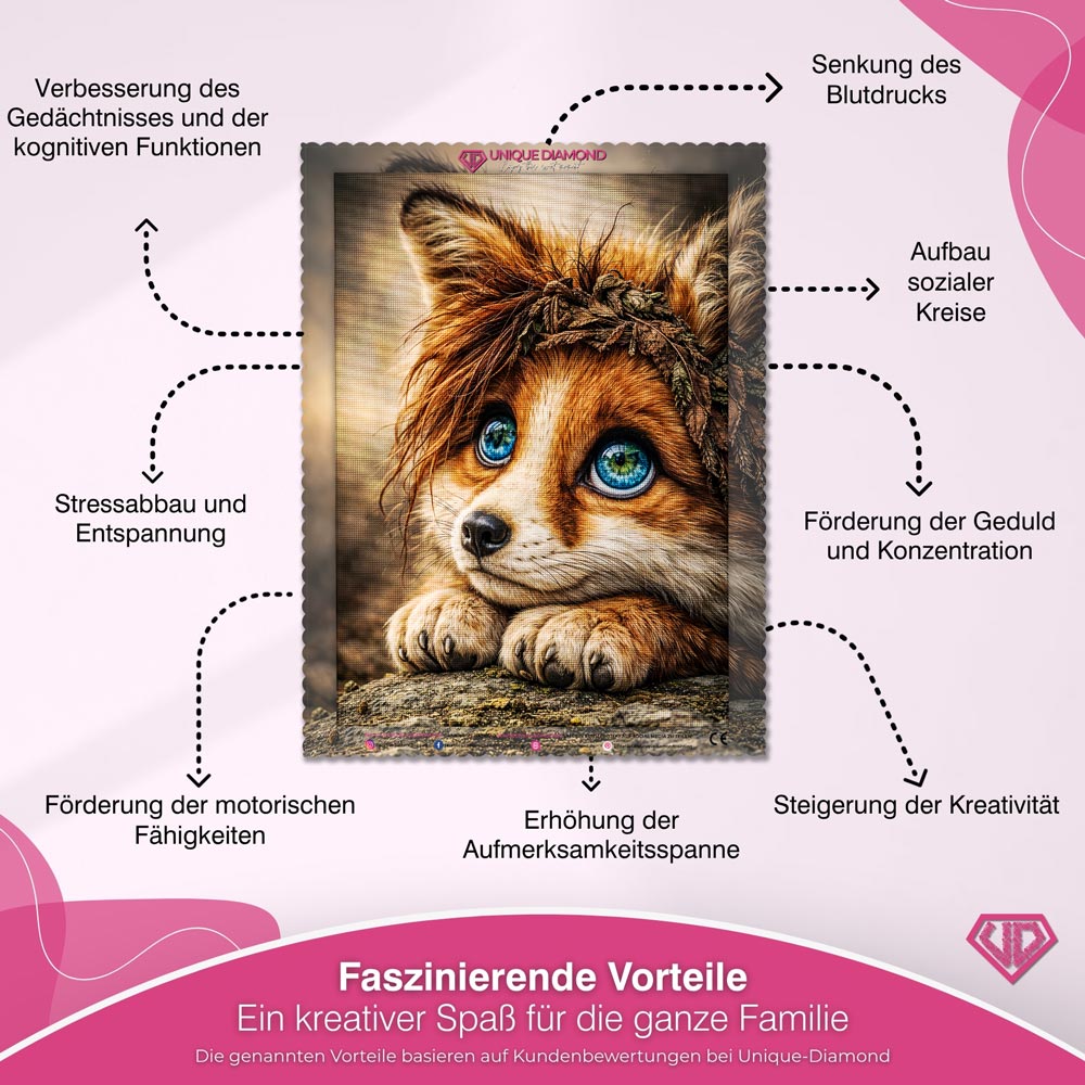 5D Diamond Painting – Fuchs Finley mit Waldkranz