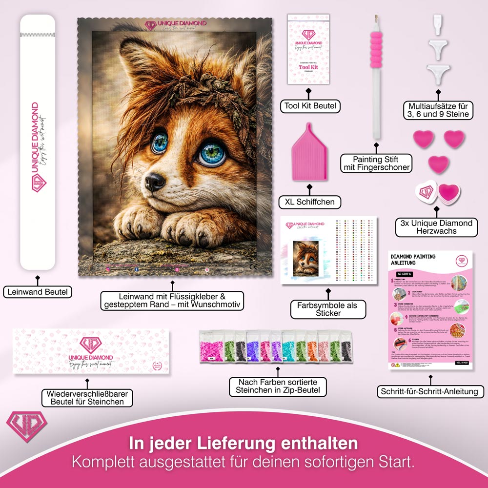 5D Diamond Painting – Fuchs Finley mit Waldkranz