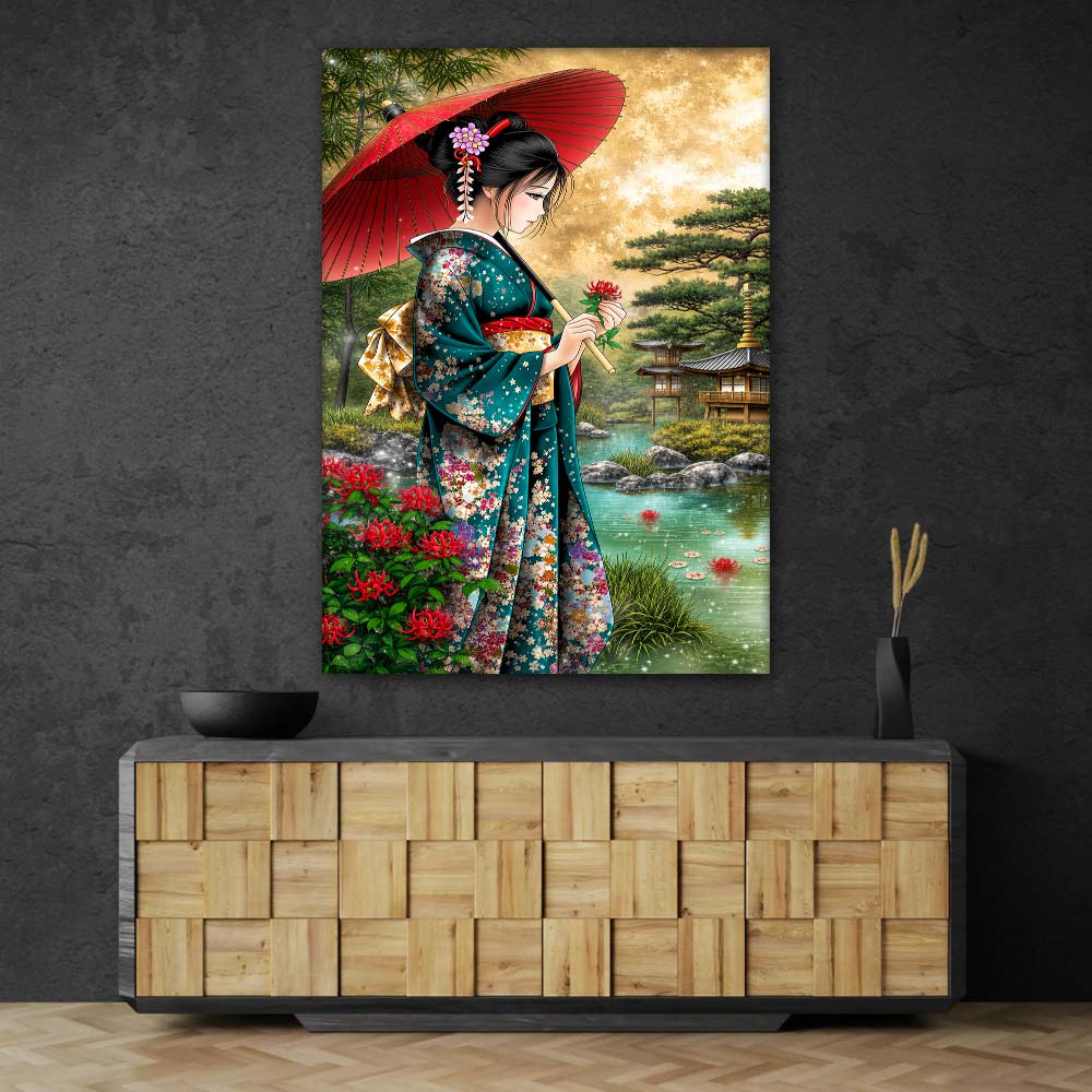 5D Diamond Painting – Geisha am stillen Gartensee