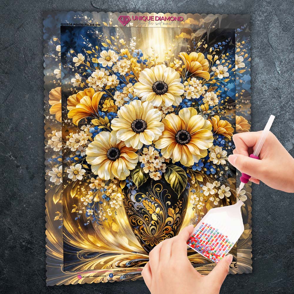 5D Diamond Painting – Golden Bloom Elegance