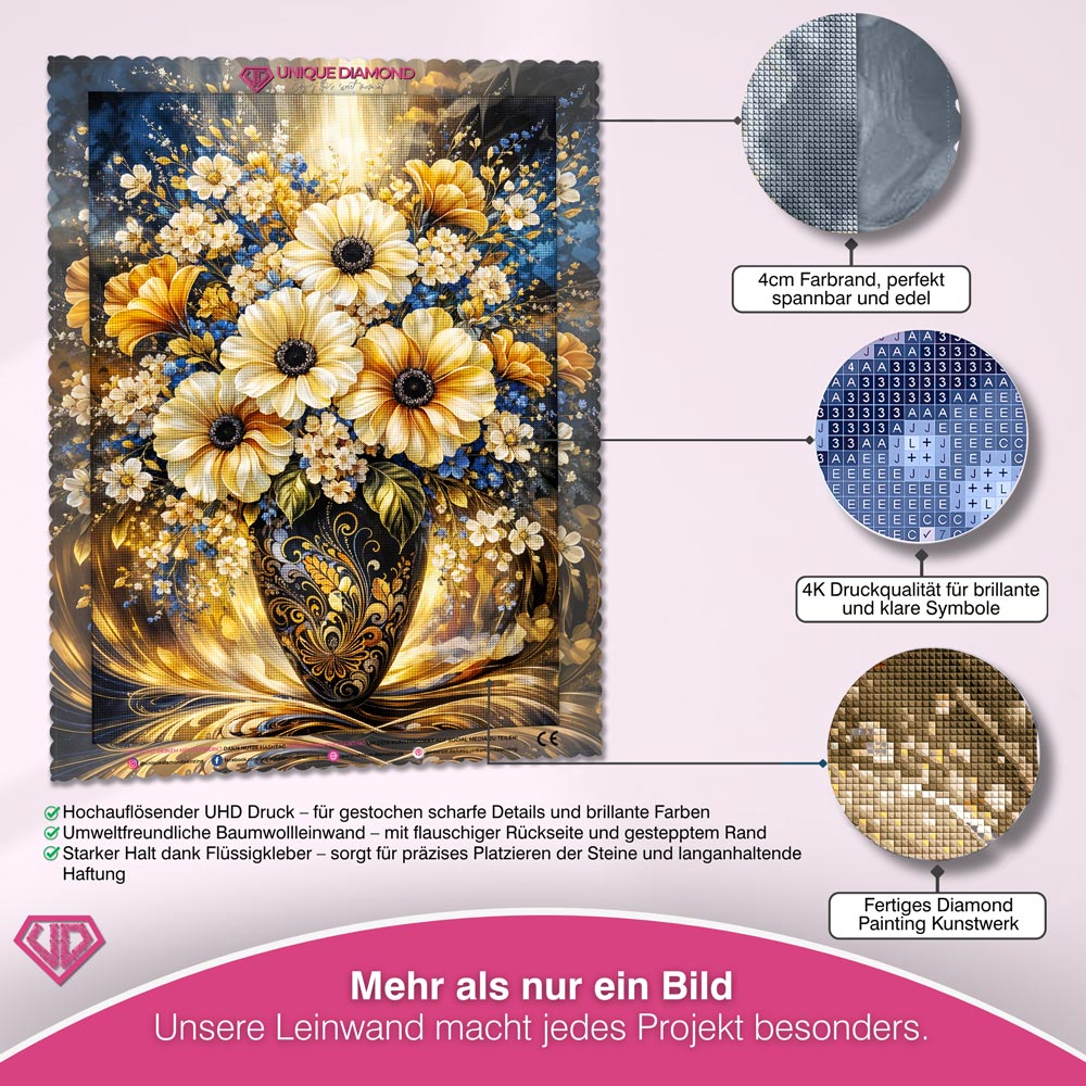 5D Diamond Painting – Golden Bloom Elegance