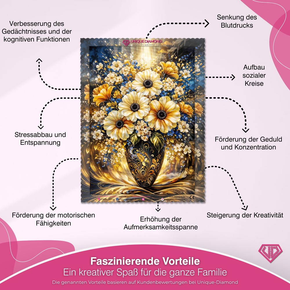 5D Diamond Painting – Golden Bloom Elegance