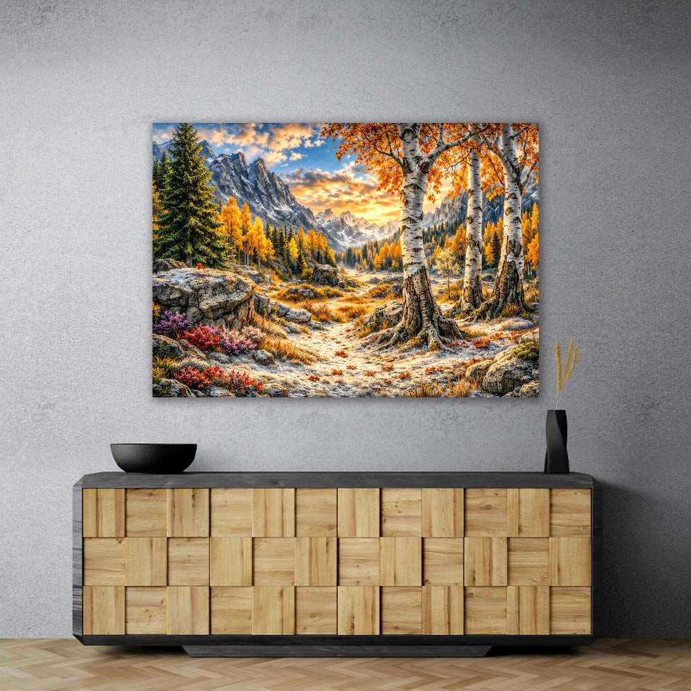 5D Diamond Painting – Goldene Herbststille im Bergtal