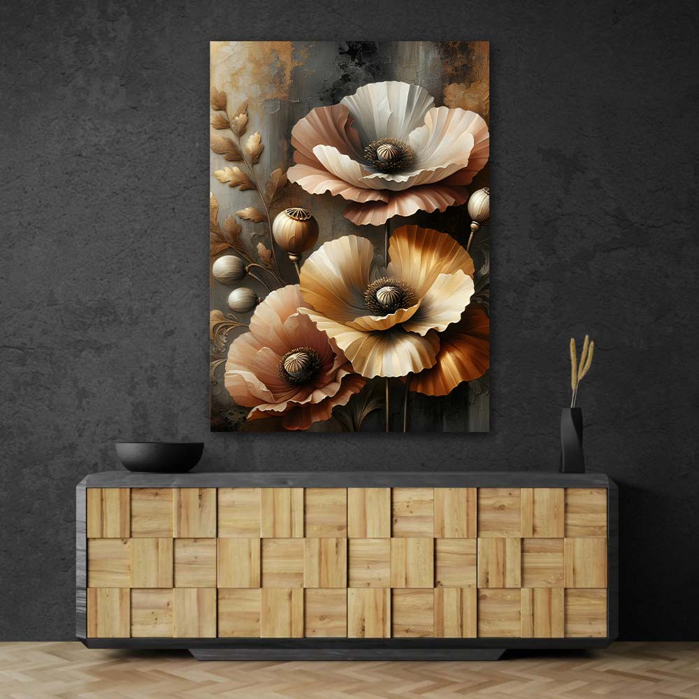 5D Diamond Painting – Goldene Mohnblüten von Aurelia Unique-Diamond
