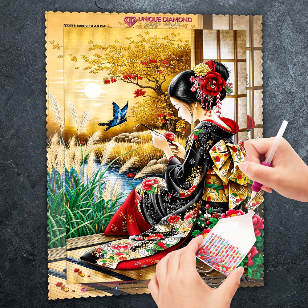 5D Diamond Painting – Goldener Kirschblütenmoment