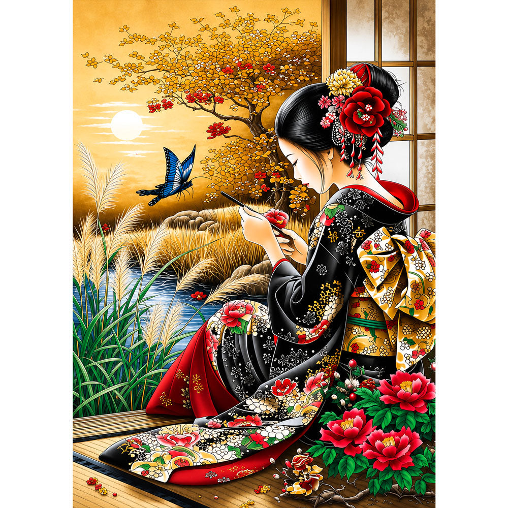5D Diamond Painting – Goldener Kirschblütenmoment | Unique Diamond