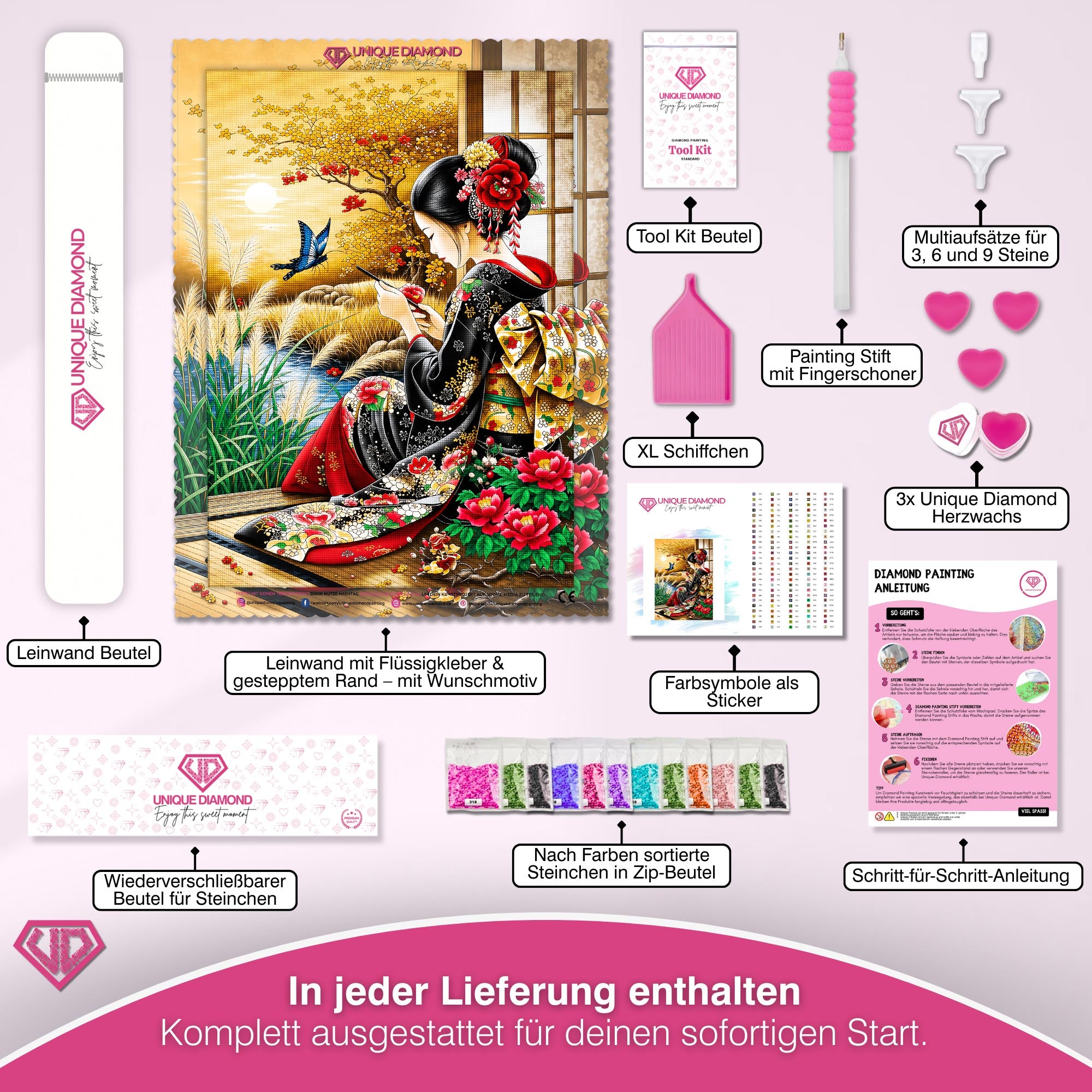 5D Diamond Painting – Goldener Kirschblütenmoment