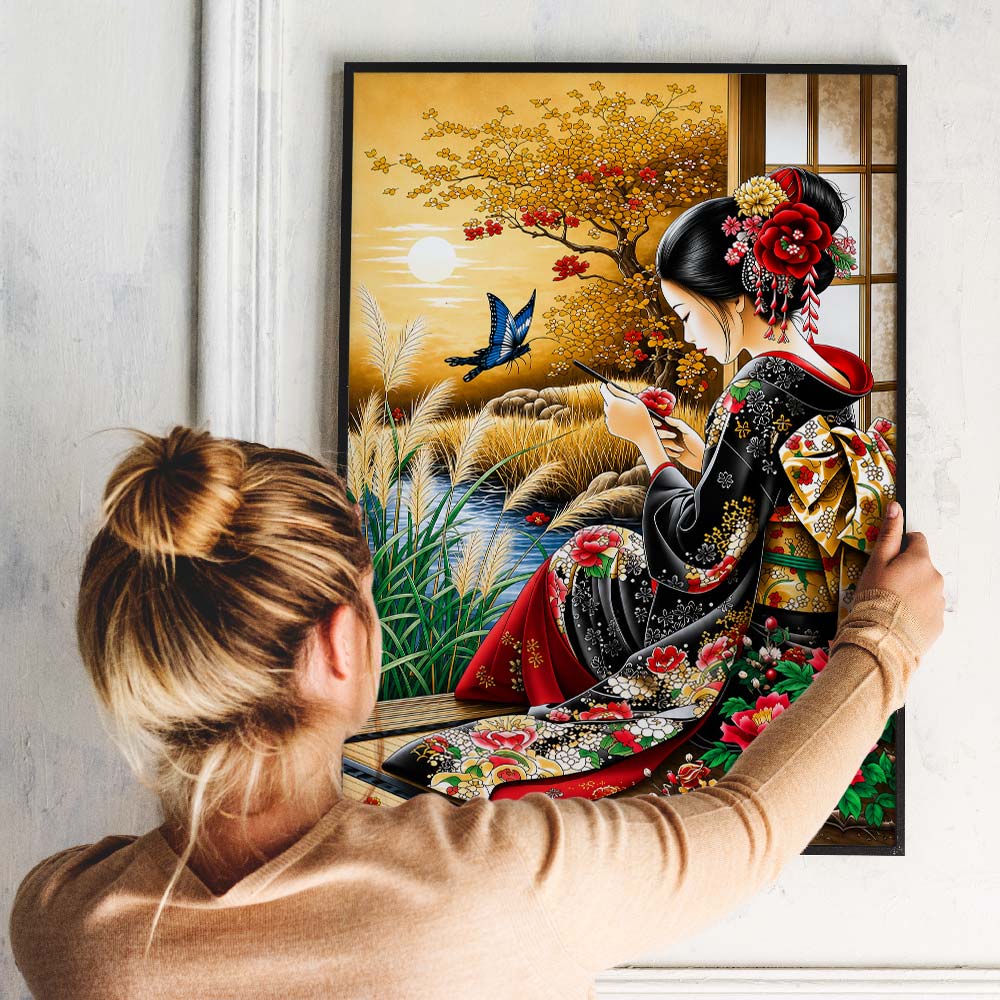 5D Diamond Painting – Goldener Kirschblütenmoment
