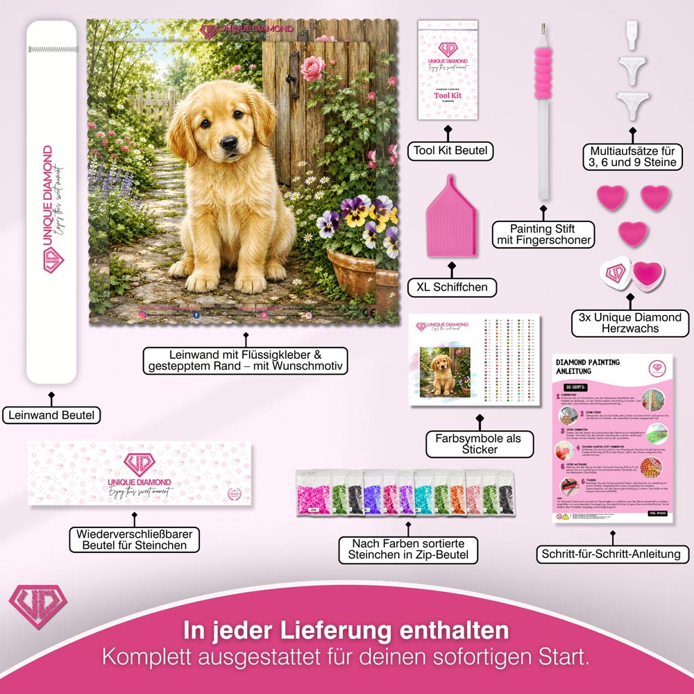 5D Diamond Painting – Goldpfötchens Gartenglück