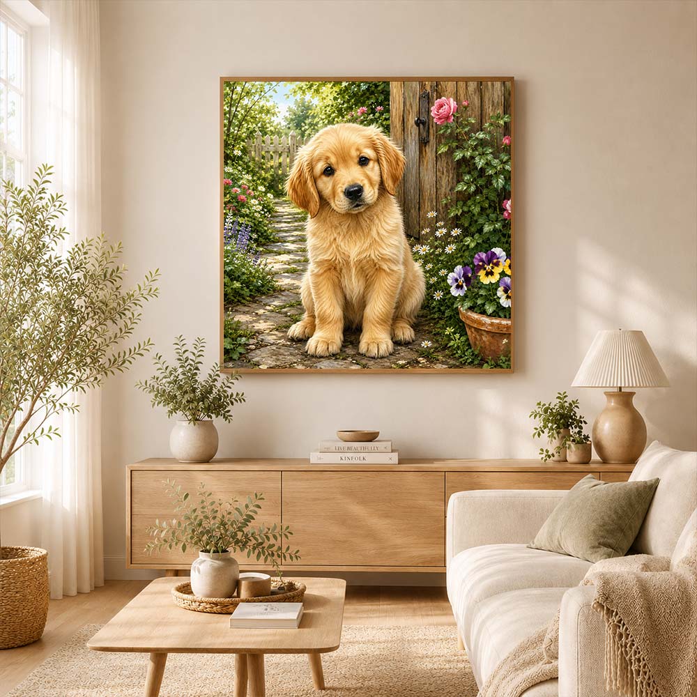 5D Diamond Painting – Goldpfötchens Gartenglück