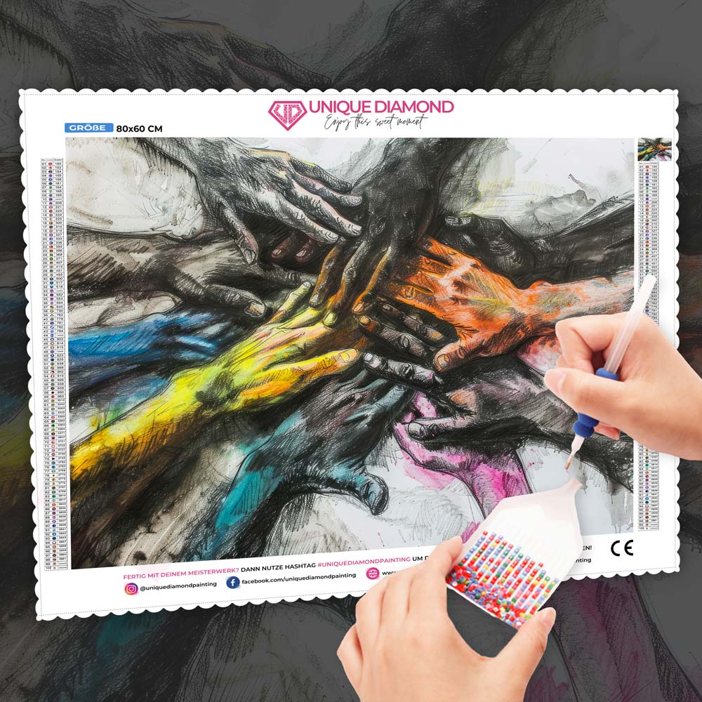 5D Diamond Painting – Hände der Einheit Unique-Diamond