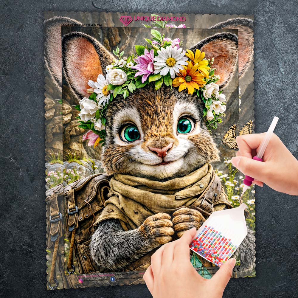 5D Diamond Painting – Häschen Lumo mit Blütenkranz