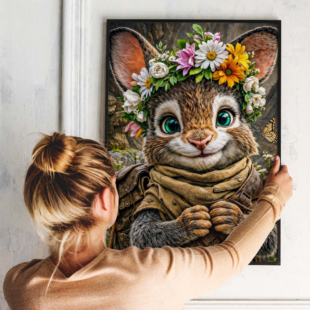 5D Diamond Painting – Häschen Lumo mit Blütenkranz