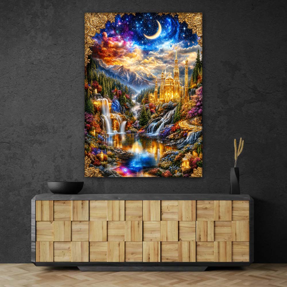 5D Diamond Painting – Himmlische Residenz der Goldenen Dämmerung