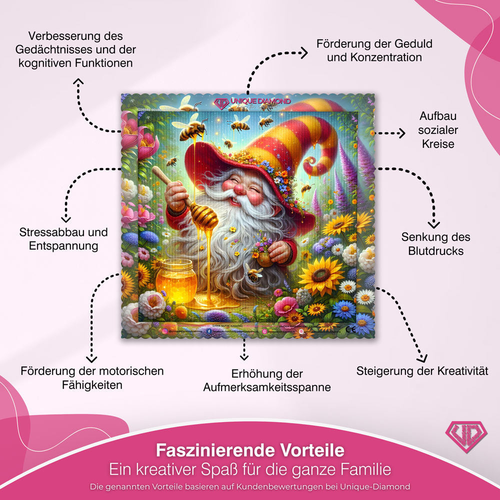 5D Diamond Painting – Honigzauber im Blütengarten Unique-Diamond