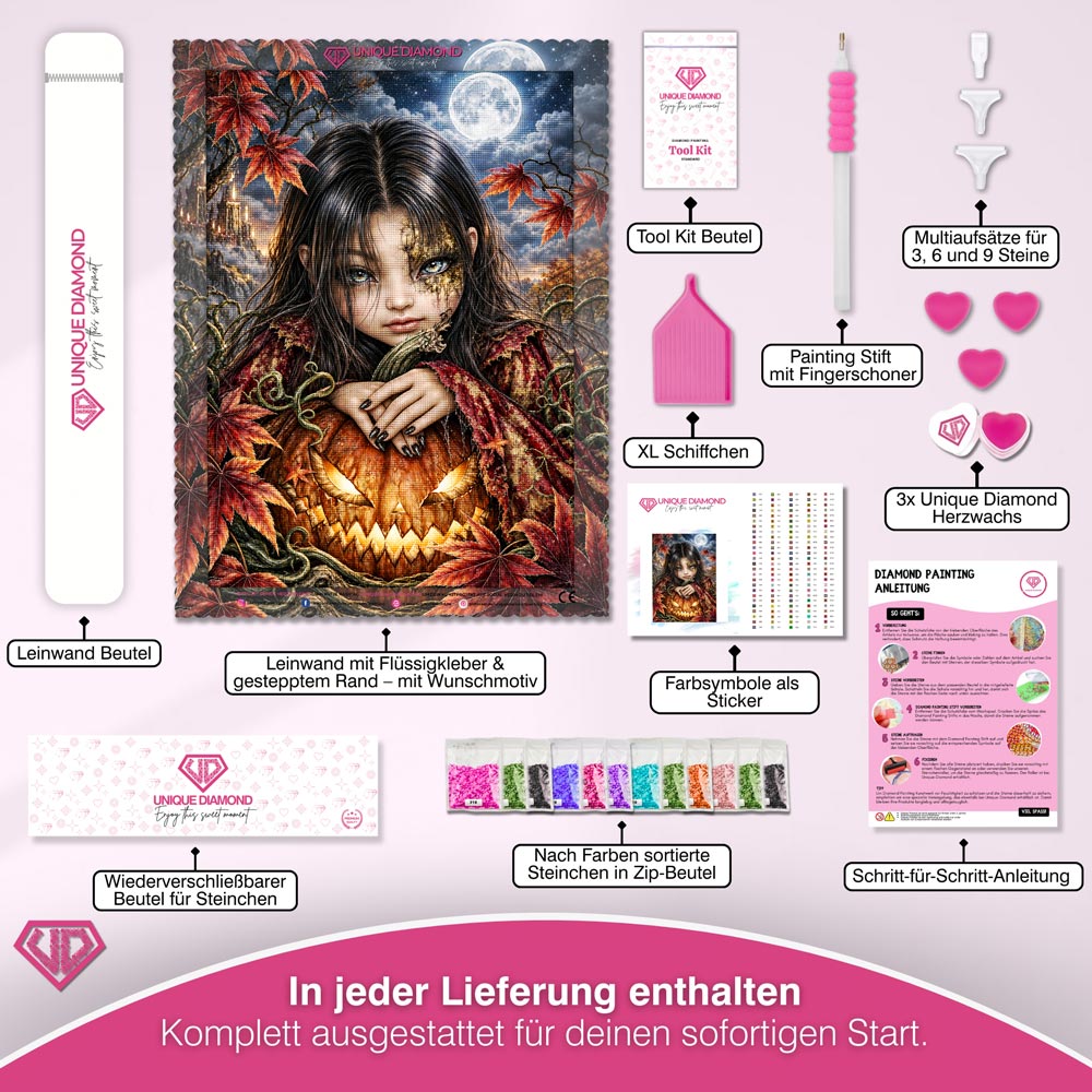 5D Diamond Painting – Hüterin der Kürbisnacht
