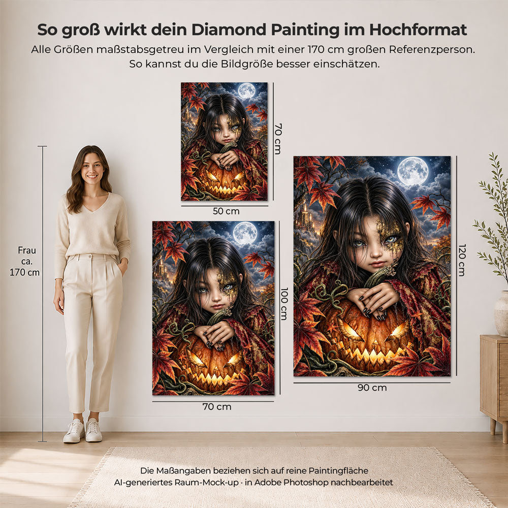 5D Diamond Painting – Hüterin der Kürbisnacht