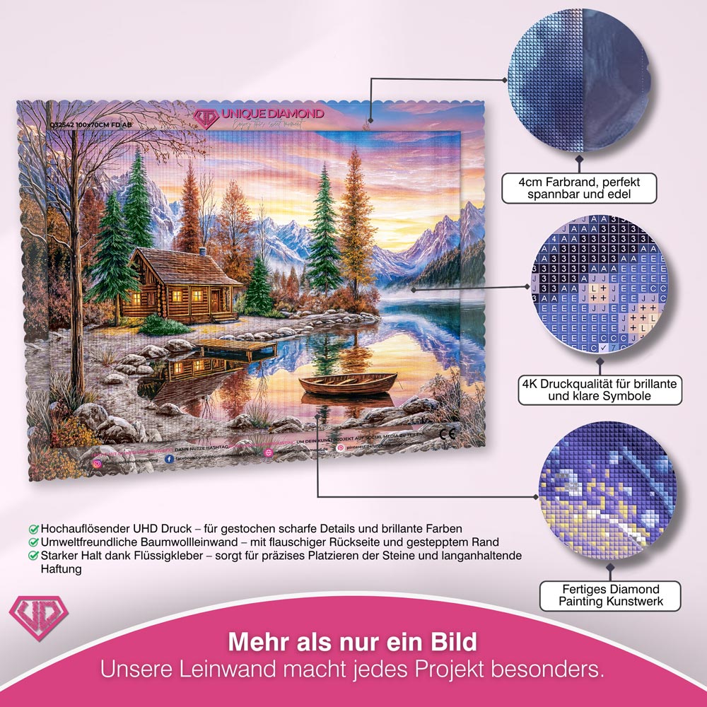 5D Diamond Painting – Hütte am Spiegelwaldsee