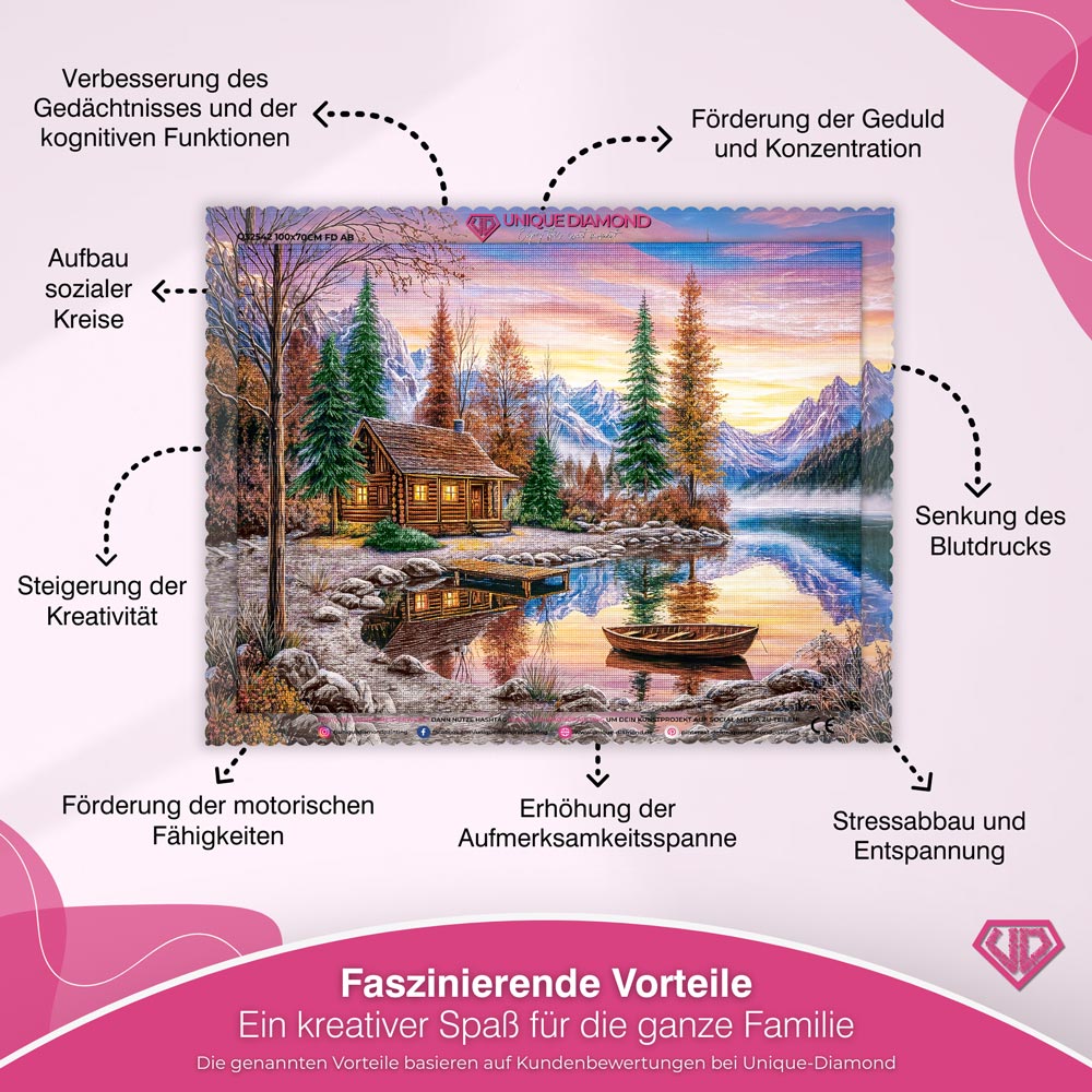 5D Diamond Painting – Hütte am Spiegelwaldsee