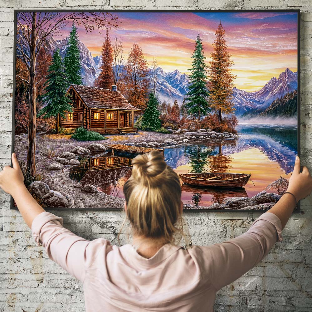 5D Diamond Painting – Hütte am Spiegelwaldsee