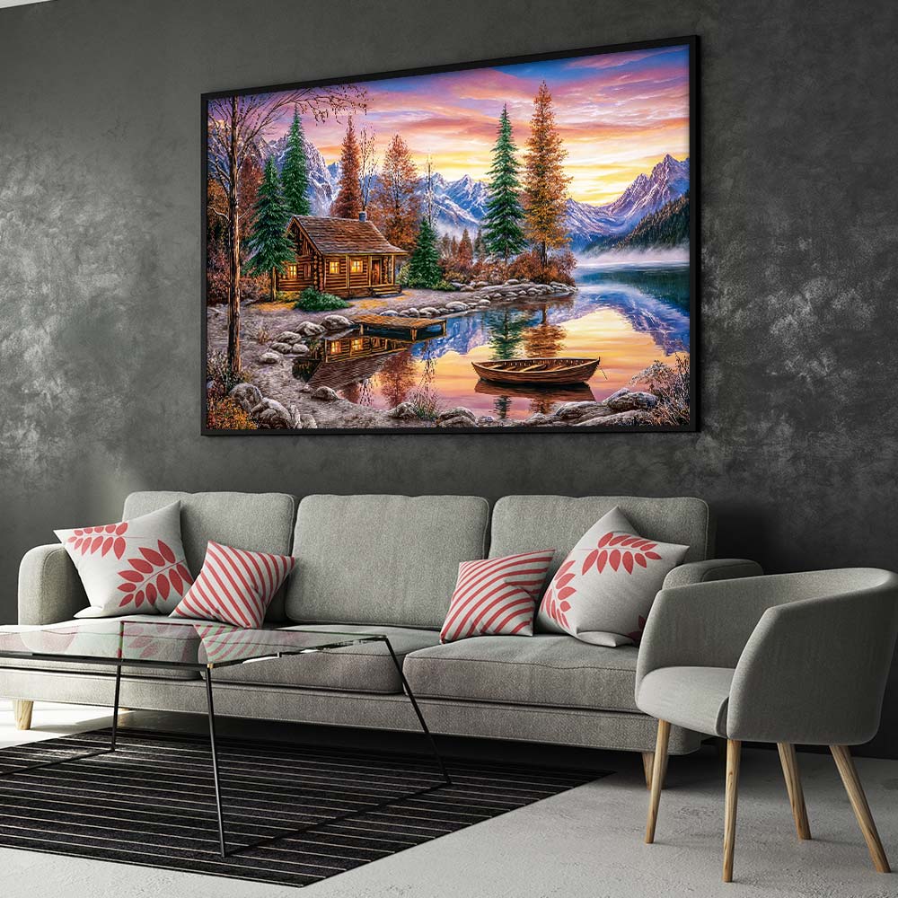 5D Diamond Painting – Hütte am Spiegelwaldsee
