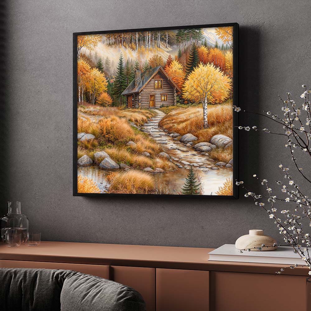 5D Diamond Painting – Hütte der goldenen Stille