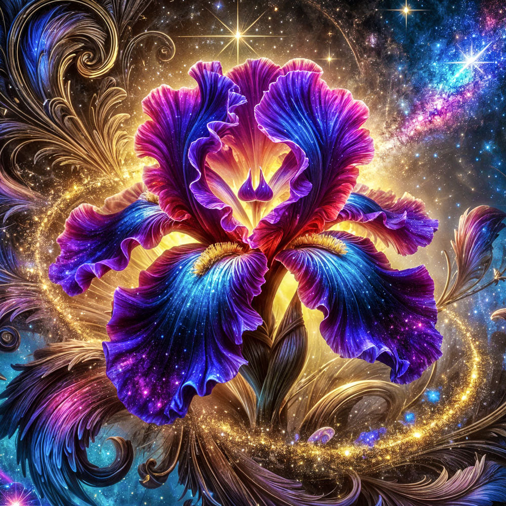 5D Diamond Painting – Iris der Galaxienblüte