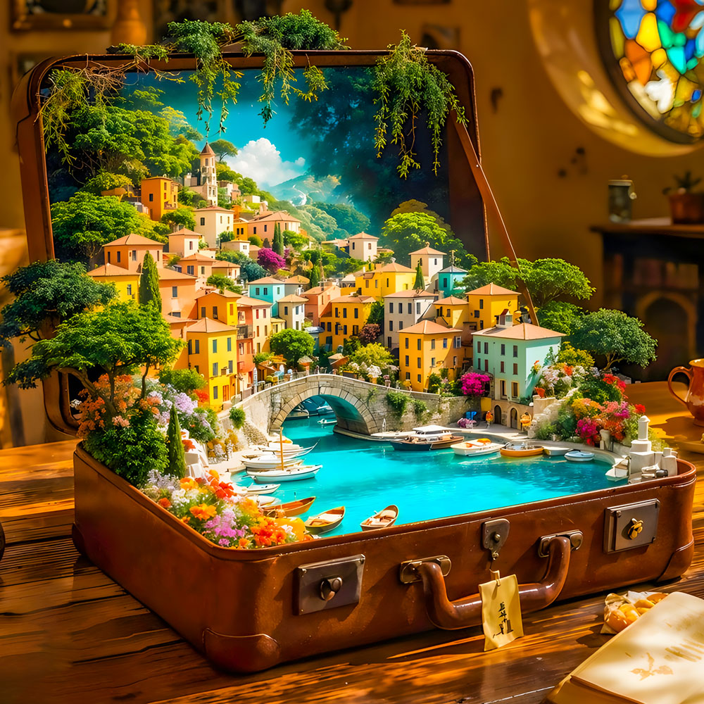 5D Diamond Painting – Italienische Träume im Koffer Unique-Diamond