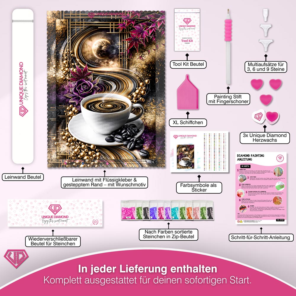5D Diamond Painting – Kaffee im Orbit der Träume