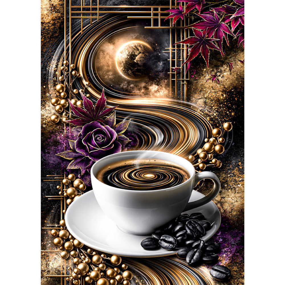5D Diamond Painting – Kaffee im Orbit der Träume | Unique Diamond