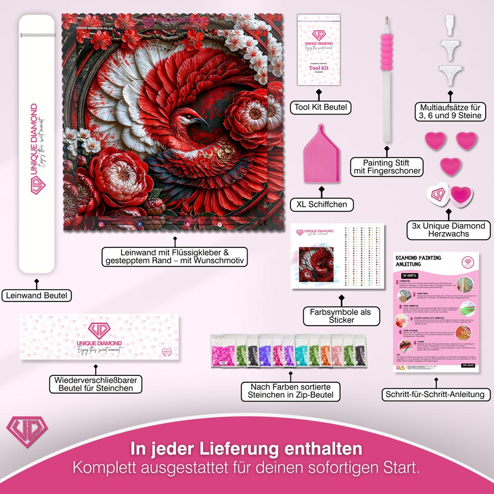 5D Diamond Painting – Kaori Phönixblüte des Rubinfeuers