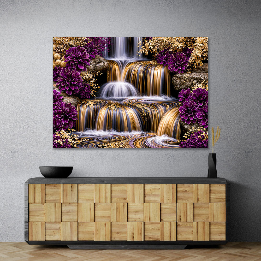 5D Diamond Painting – Kaskaden aus flüssigem Gold
