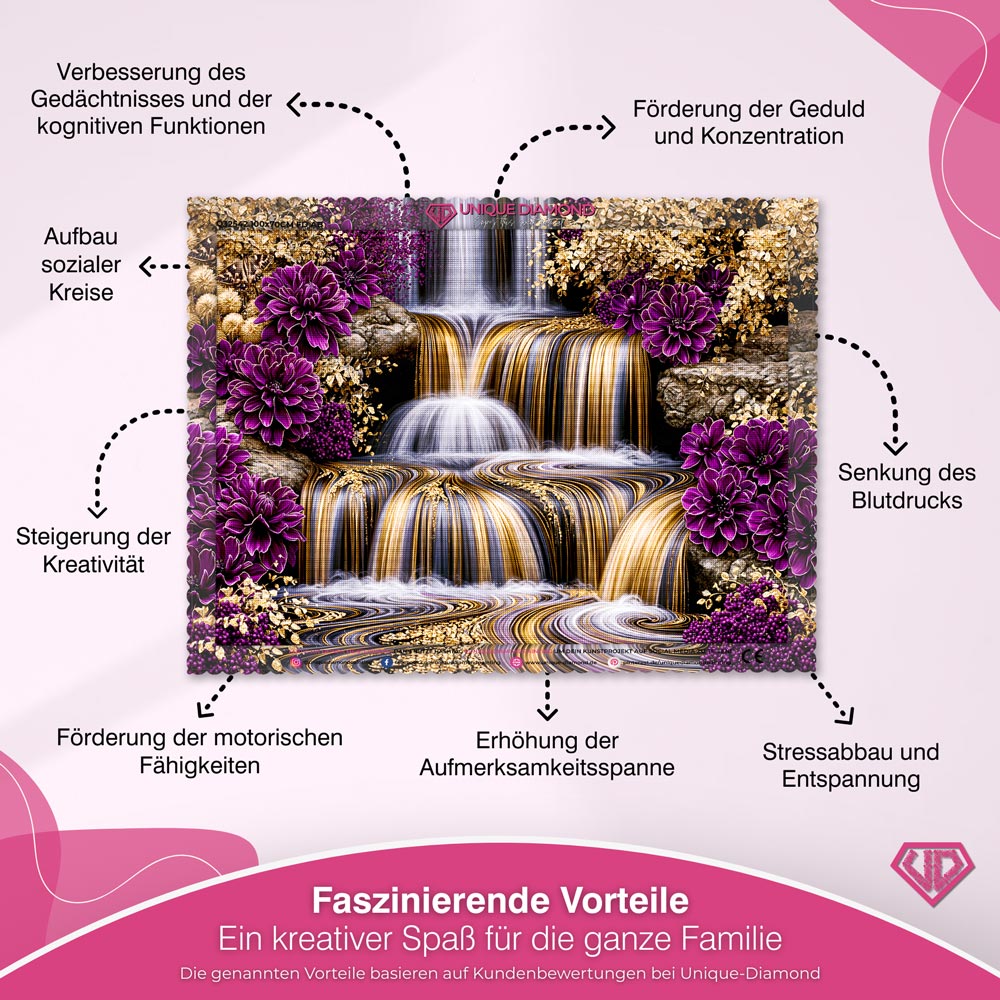 5D Diamond Painting – Kaskaden aus flüssigem Gold