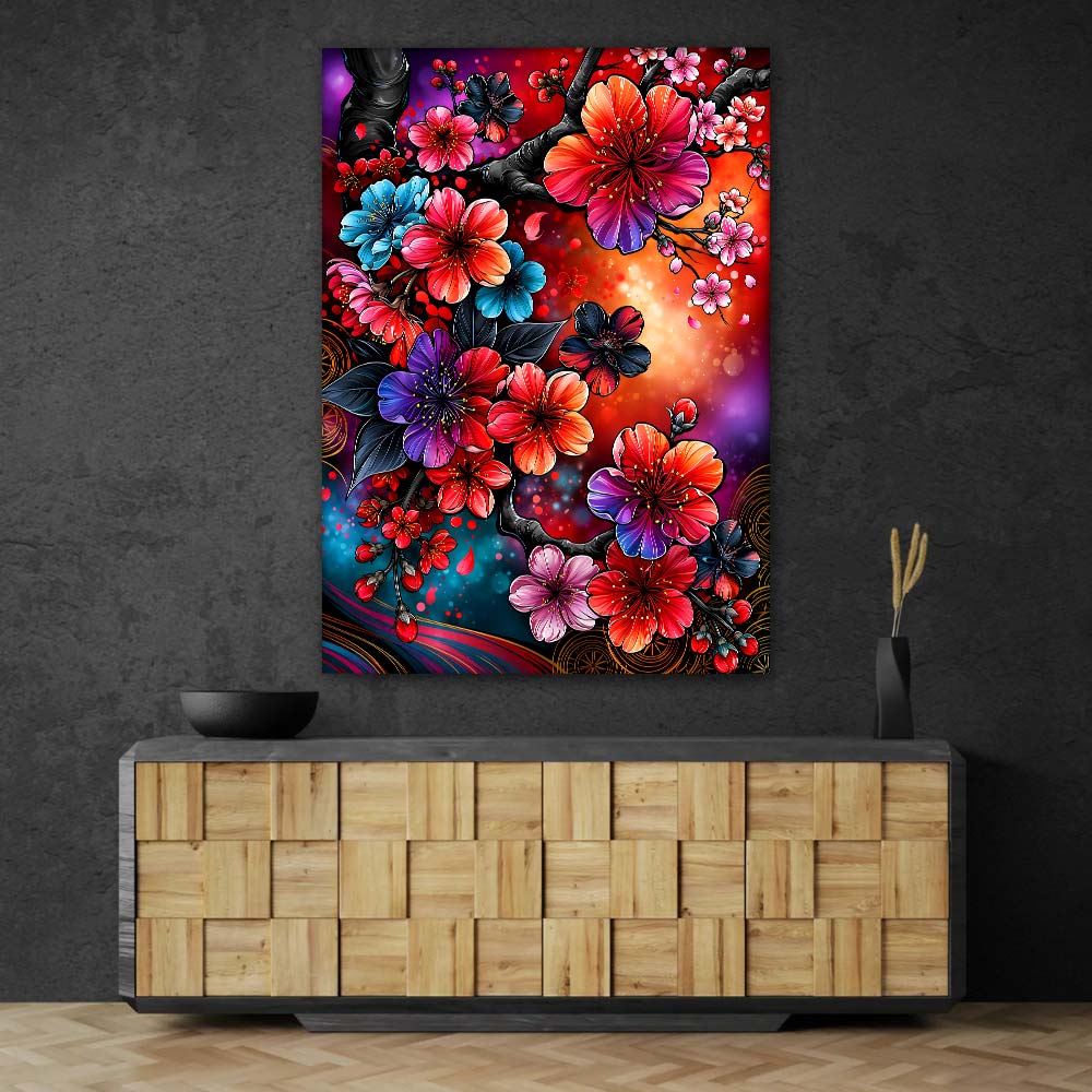 5D Diamond Painting – Kirschblüten im Farbenrausch