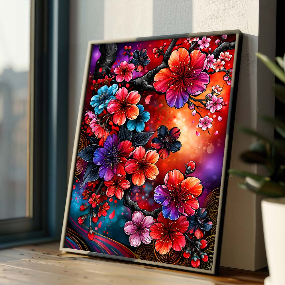 5D Diamond Painting – Kirschblüten im Farbenrausch