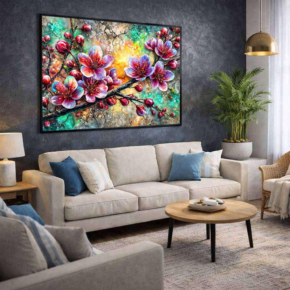 5D Diamond Painting – Kirschblütenzauber im Farbenlicht