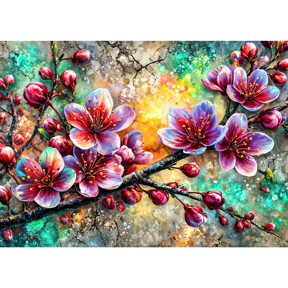 5D Diamond Painting – Kirschblütenzauber im Farbenlicht