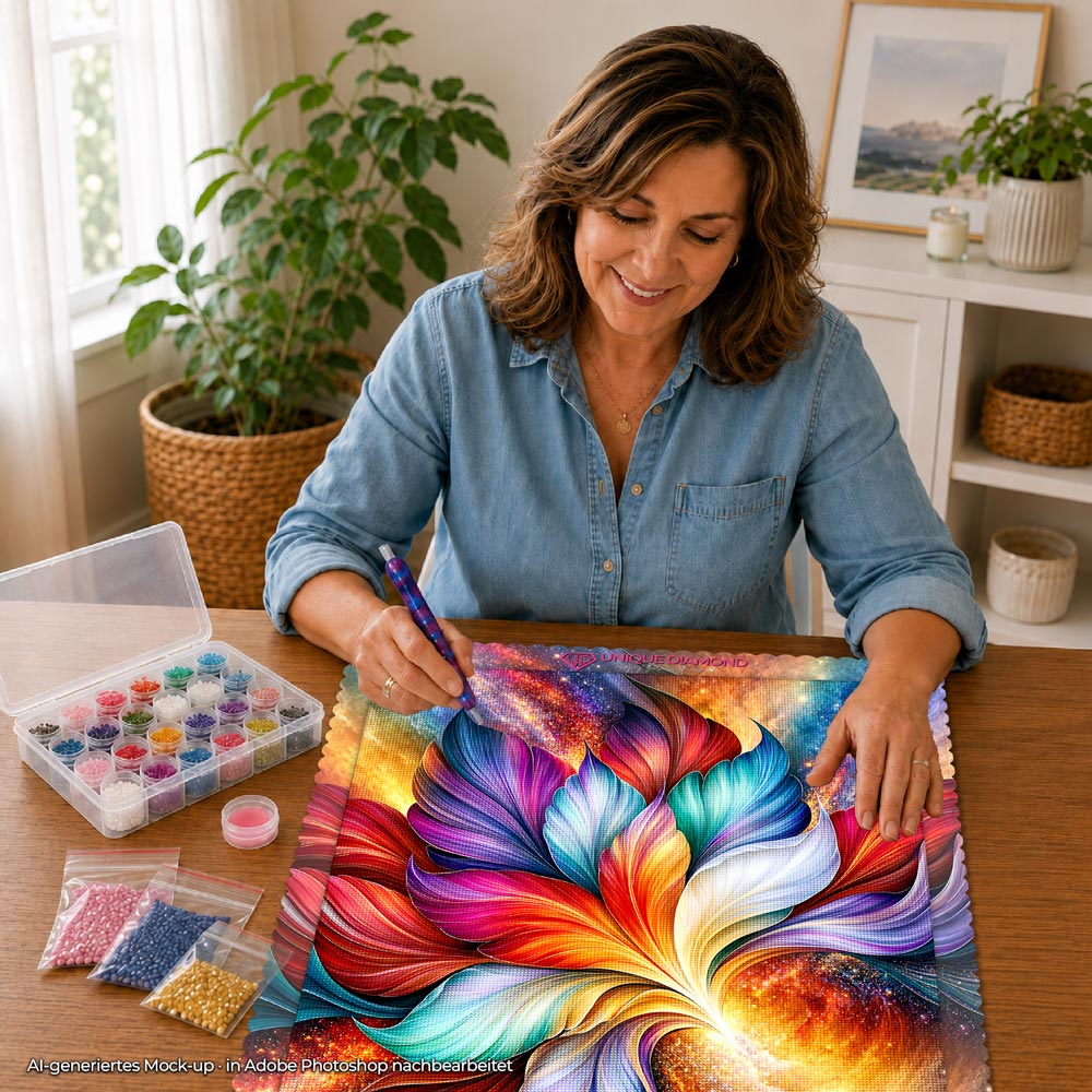 5D Diamond Painting – Kosmische Blütenharmonie