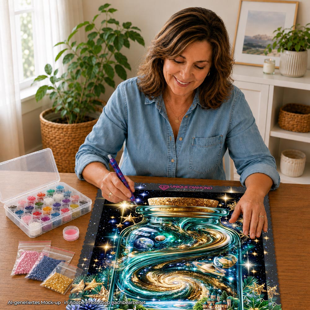 5D Diamond Painting – Kosmos im Glas der Ewigkeit