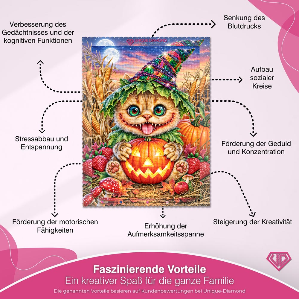 5D Diamond Painting – Kürbisgrinsen im Mondschein