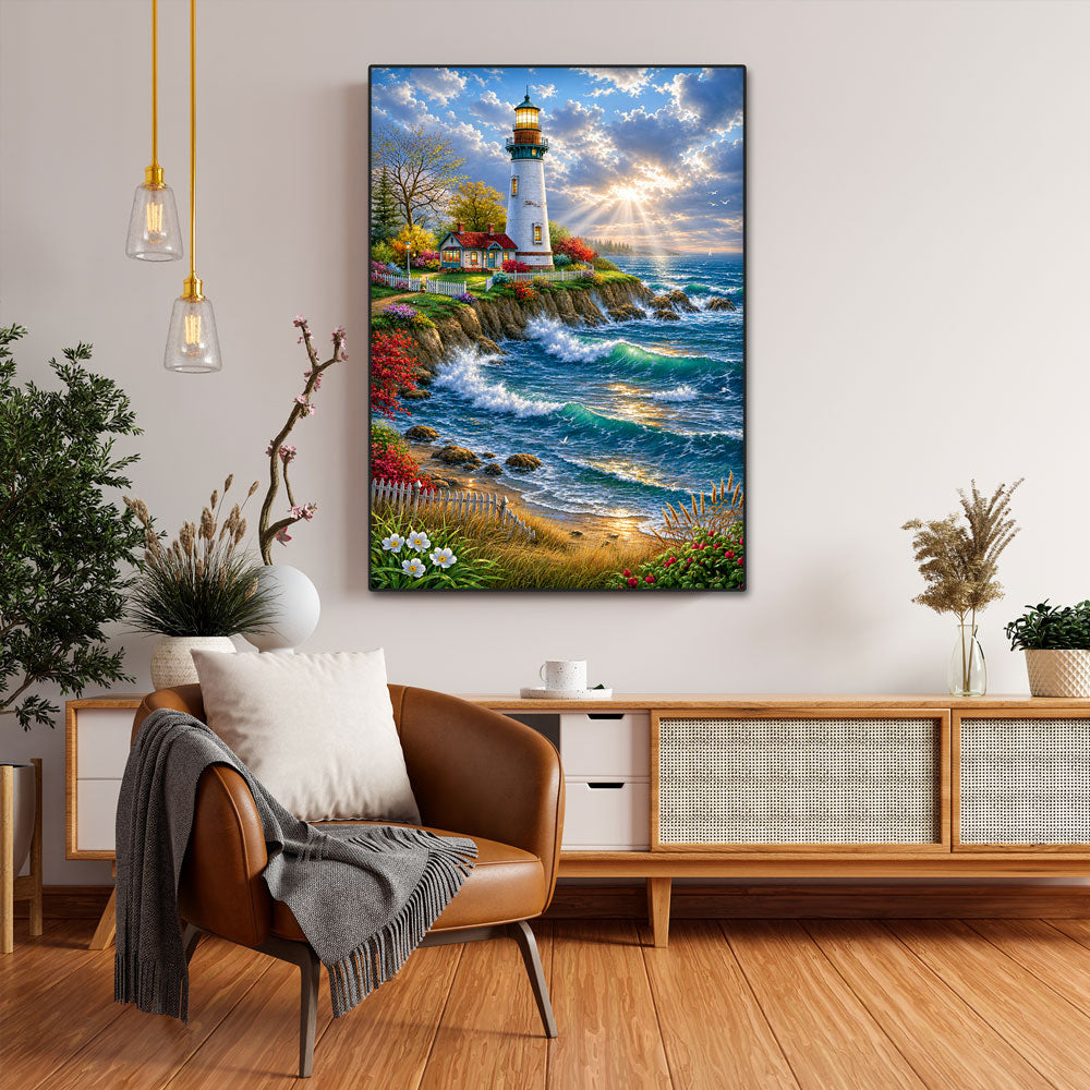5D Diamond Painting – Leuchtfeuer der Küstenträume