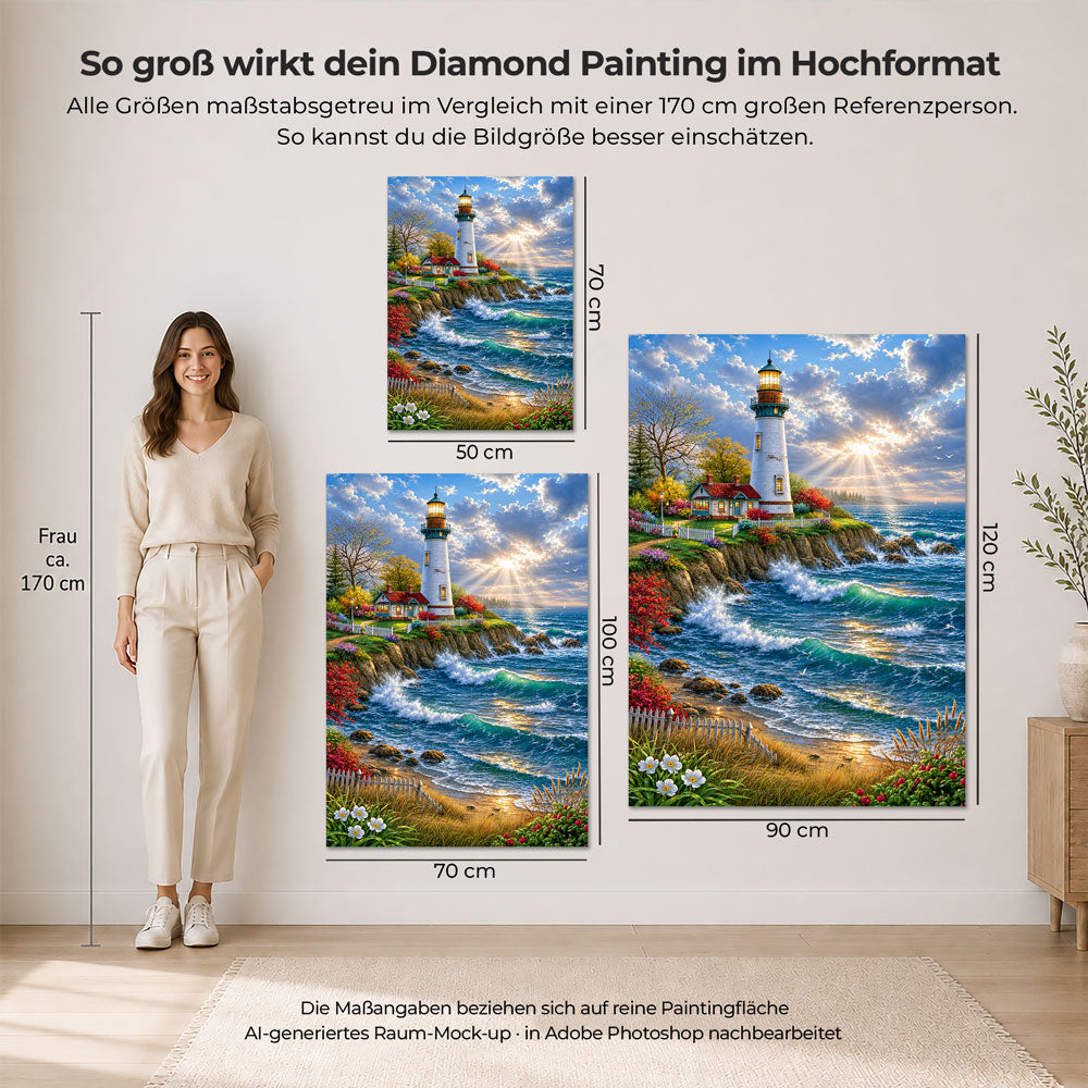 5D Diamond Painting – Leuchtfeuer der Küstenträume