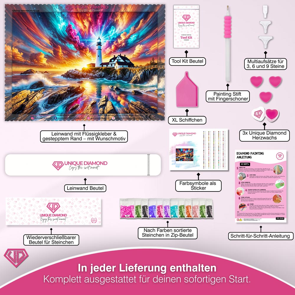 5D Diamond Painting – Leuchtturm der Farbenpracht Unique-Diamond