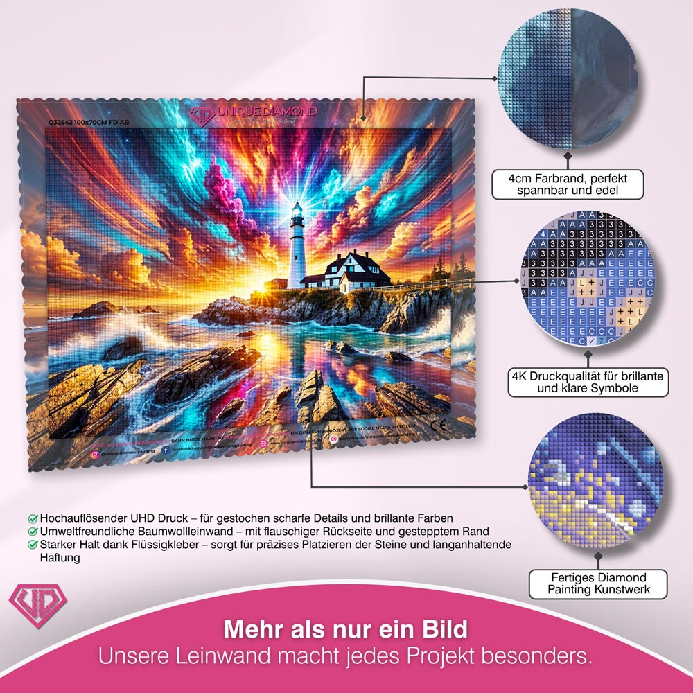5D Diamond Painting – Leuchtturm der Farbenpracht Unique-Diamond